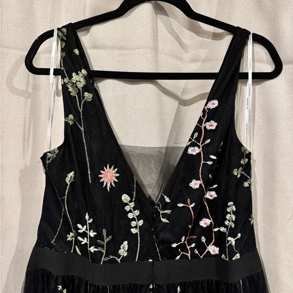 Azazie Luxedo 1X Floral Embroidered Black Dress - Picture 3 of 8